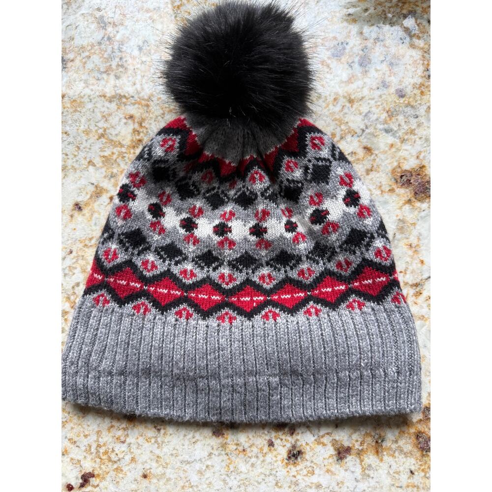 Vera Bradley beanie toboggan red gray black winter hat